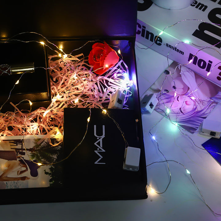 Compact LED copper wire string lights for floral decorations