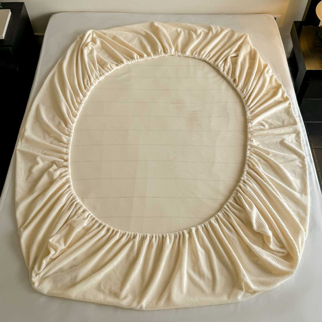 Waffle Milk Fiber Fleece Fitted Sheet Set, warm, Winter