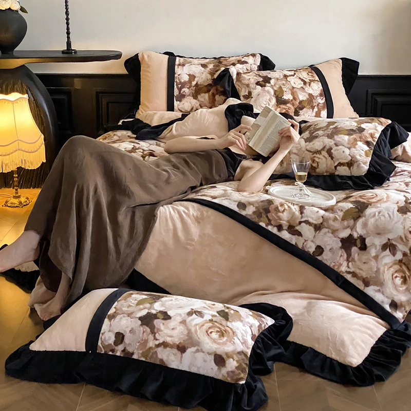 Milk fleece bedding set, 4-piece, winter