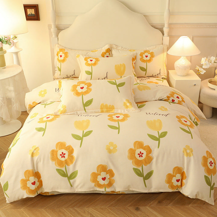 Duvet cover set made of brushed cotton, printed