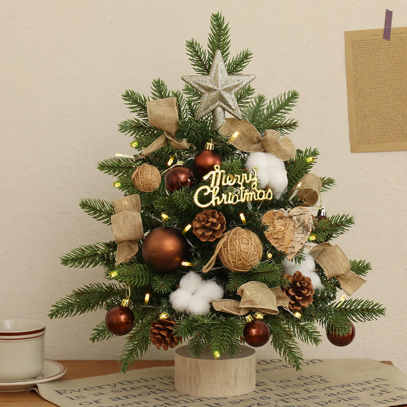 Mini Christmas tree set with lighting, 45 cm or 60 cm