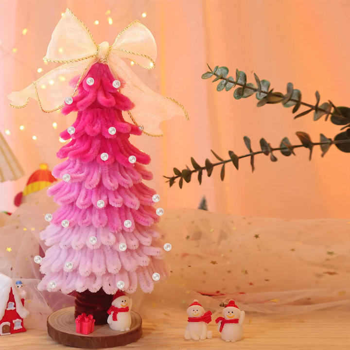 DIY Christmas Tree Craft Set with Wooden Base