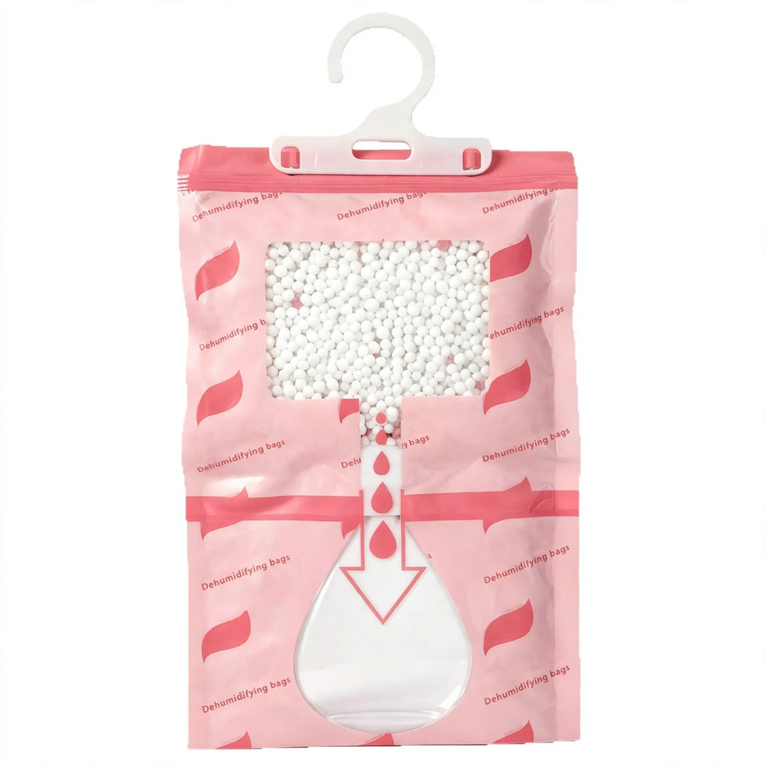 Hanging dehumidification bag with calcium chloride
