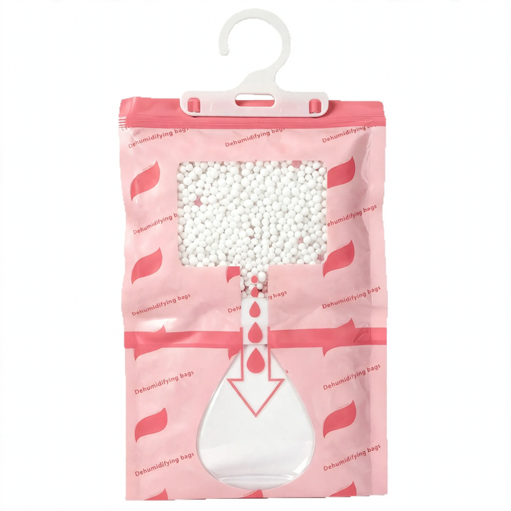 Hanging dehumidification bag with calcium chloride