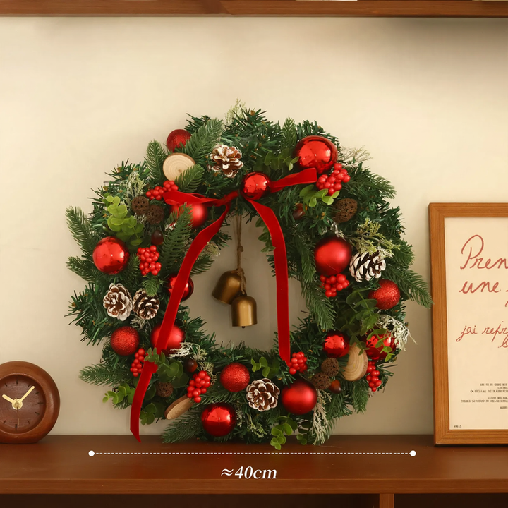 Christmas wreath with decoration for door and tree