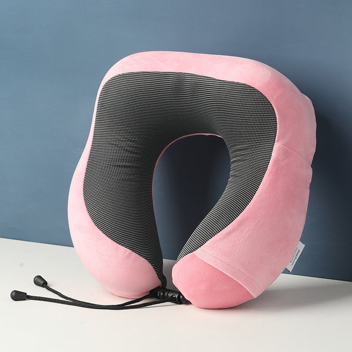 U-shaped neck pillow made of memory foam with storage