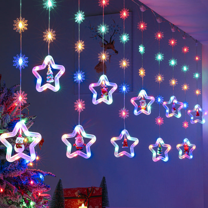 LED curtain lights with festive motifs