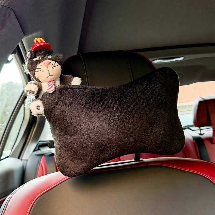 Car pillow cat design, plush, cartoon