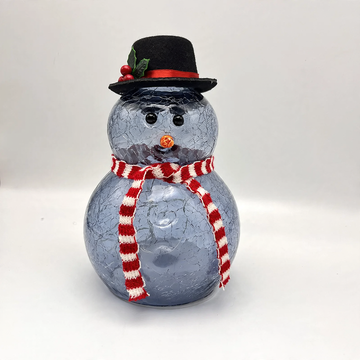 Decorative glass snowman figurine with lighting