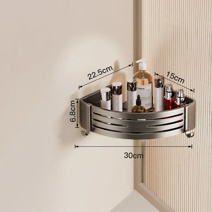Triangle corner shelf with suction cup for the bathroom, model 035-023-A