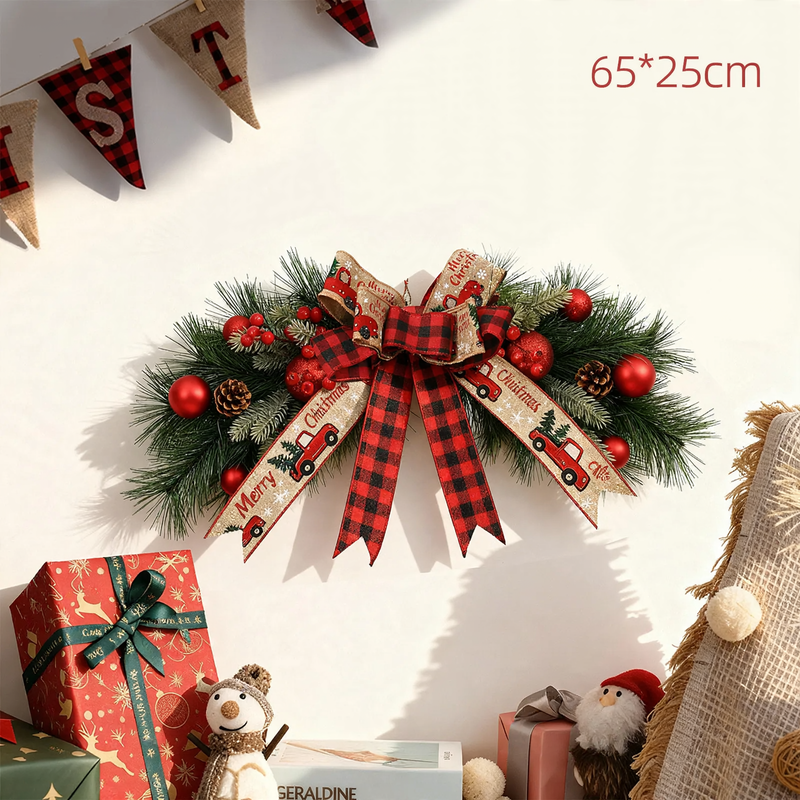 Decorative Christmas wreath with pine needles and pine branches