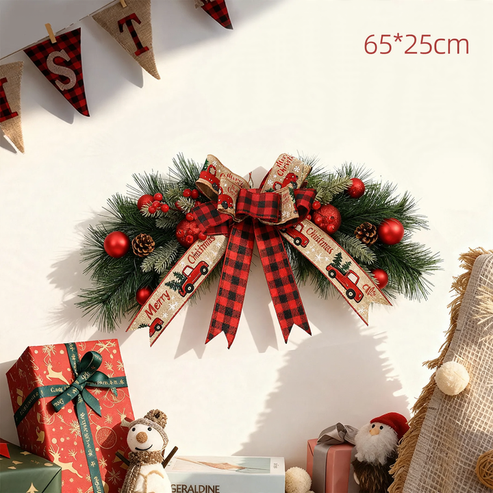 Decorative Christmas wreath with pine needles and pine branches