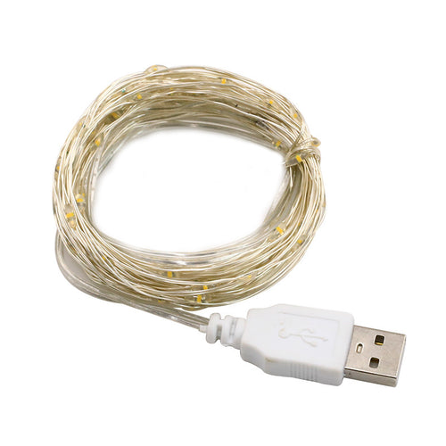 LED copper wire light string with USB connection