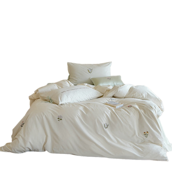 Cotton bedding set, embroidered, made from long-staple cotton
