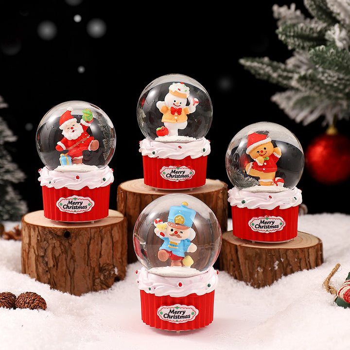 Christmas snow globe with lighting and glitter effect