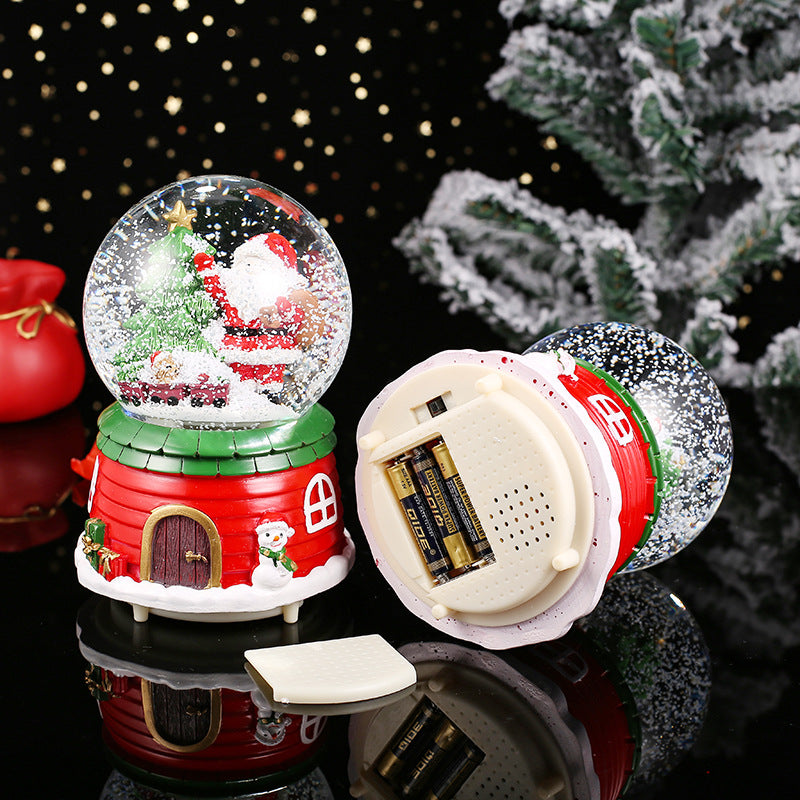 Christmas snow globe with music and light