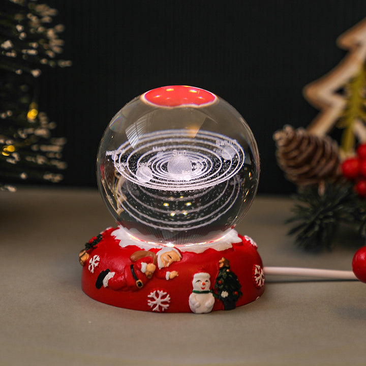 3D Crystal Ball with Engraving and Light Base