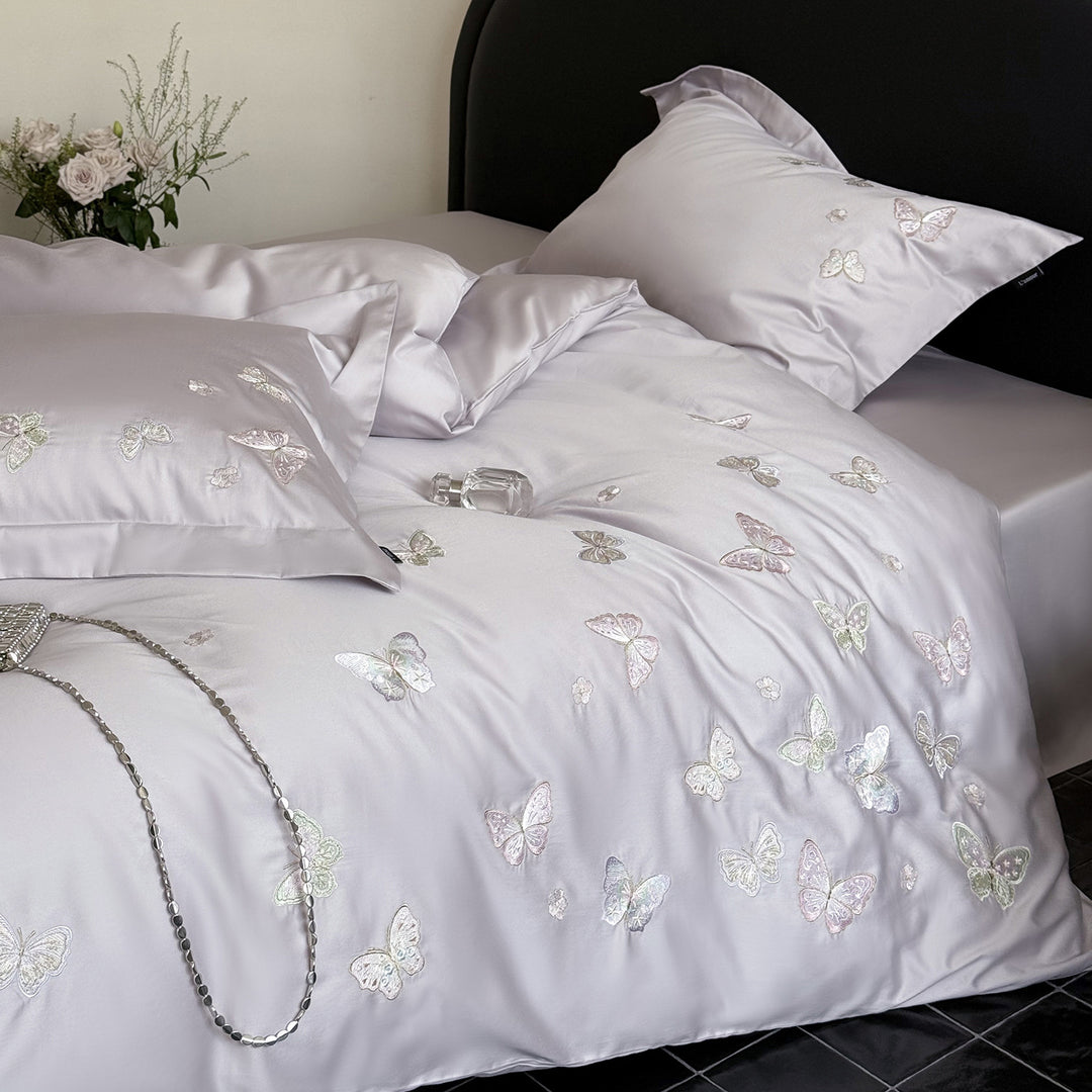 Cotton bedding set, 100 thread count, embroidered