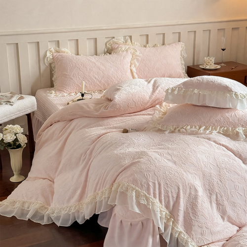 Bedding set, 4-piece, milk fiber, floral pattern