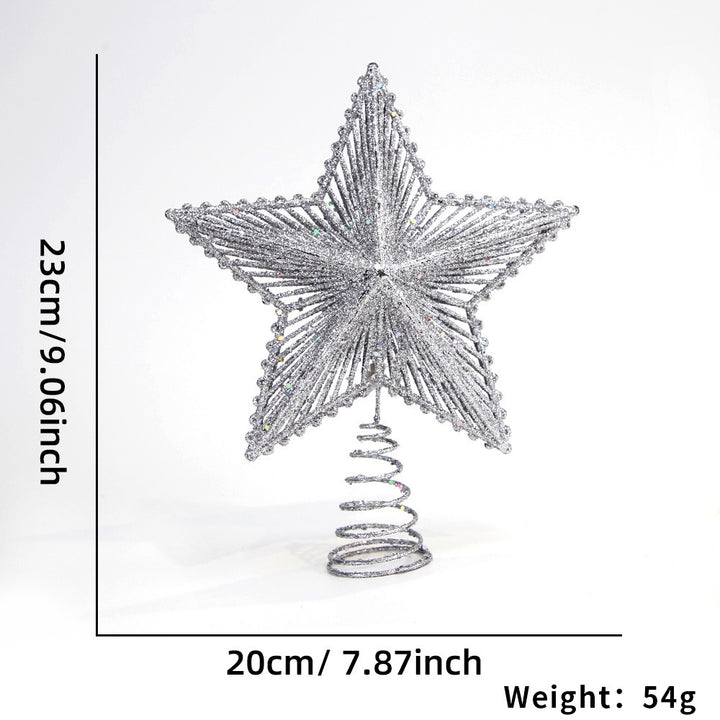 Christmas tree top star with glitter snowflake design