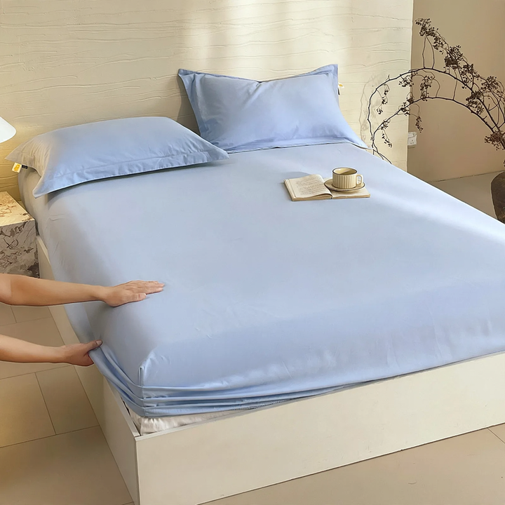 Cotton fitted sheet with fleece surface, 150 cm