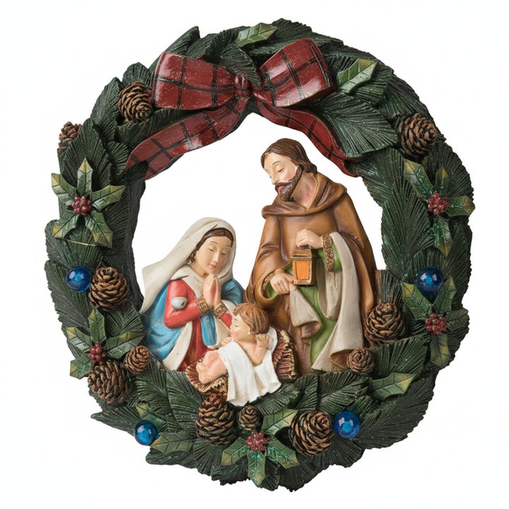 Christmas wall wreath with lighting, resin