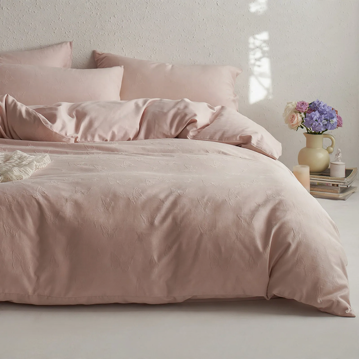 Cotton bedding set, 4-piece, butterfly design