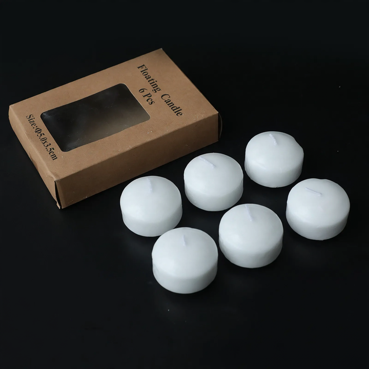 Swimming candles made of soy wax, cylindrical