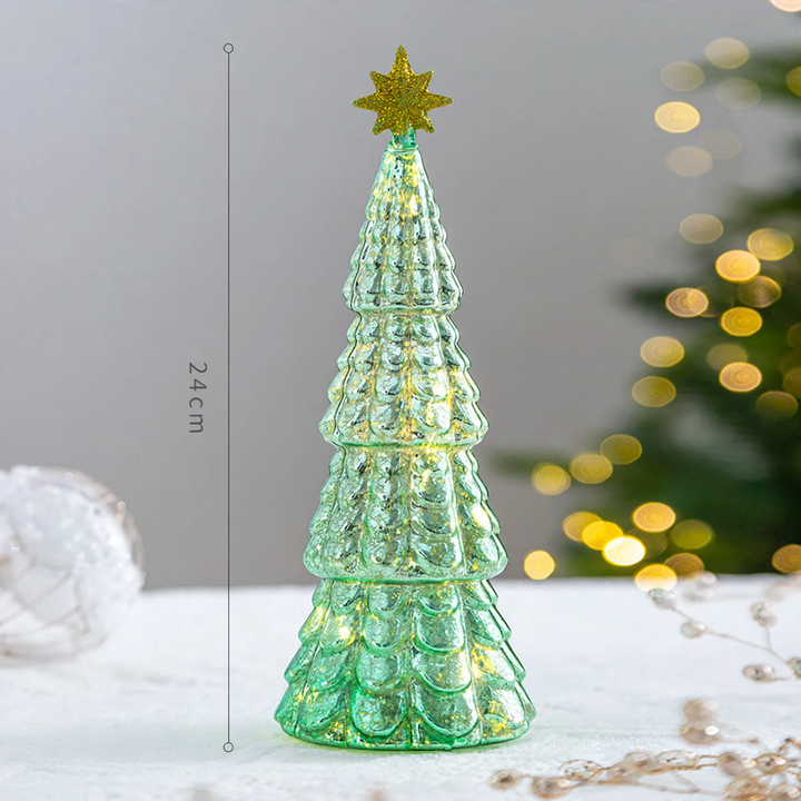 Glass Christmas tree decoration, illuminated