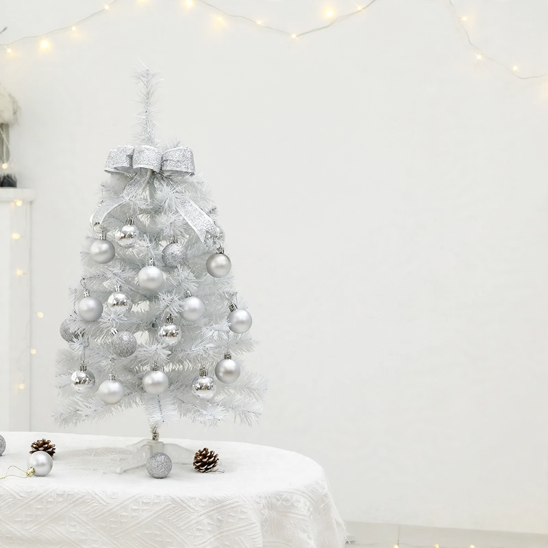 Mini Christmas tree, white, 45/60 cm, with lighting