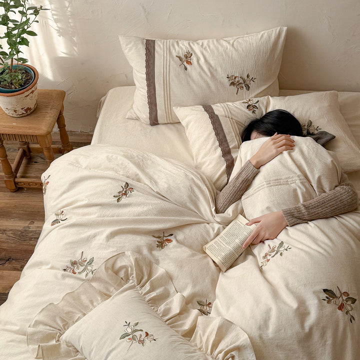 Cotton bedding set, country house style, floral pattern
