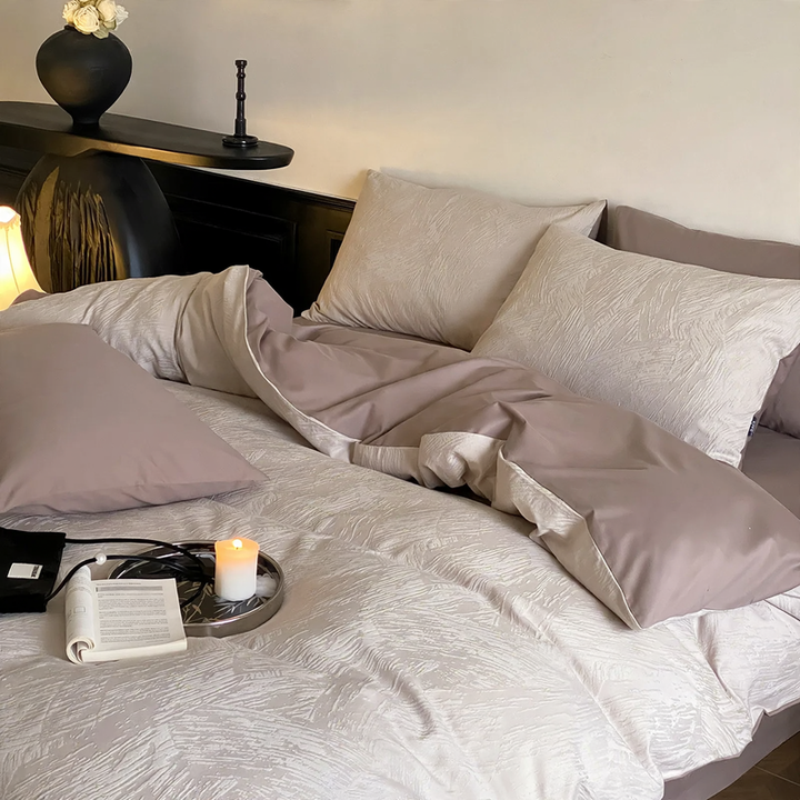 Cotton bedding set, 4-piece, long-staple cotton