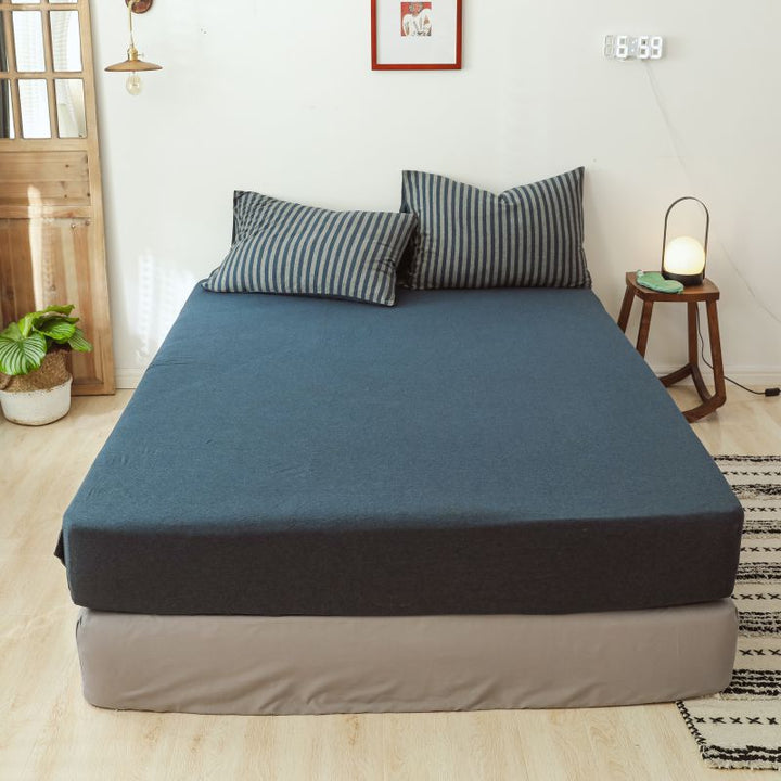 Cotton fitted sheet, single, non-slip