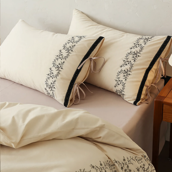 Cotton bed set, 4-piece, brushed