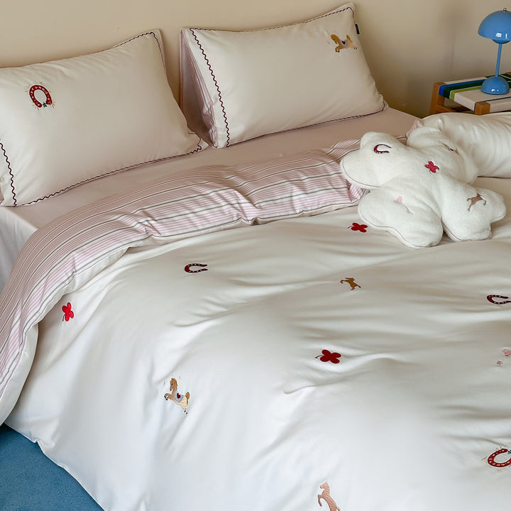 100s Long-staple cotton bedding set with embroidery