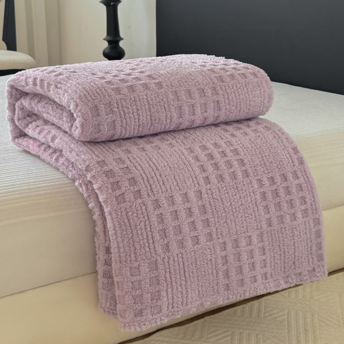 Fluffy coral fleece blanket for relaxing breaks