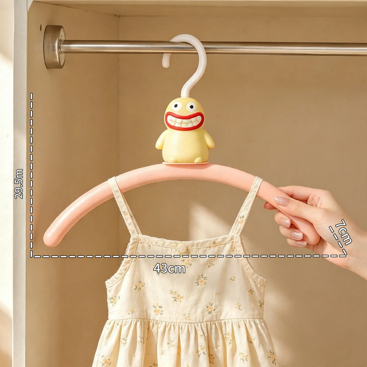 Plastic clothes hanger with monster design
