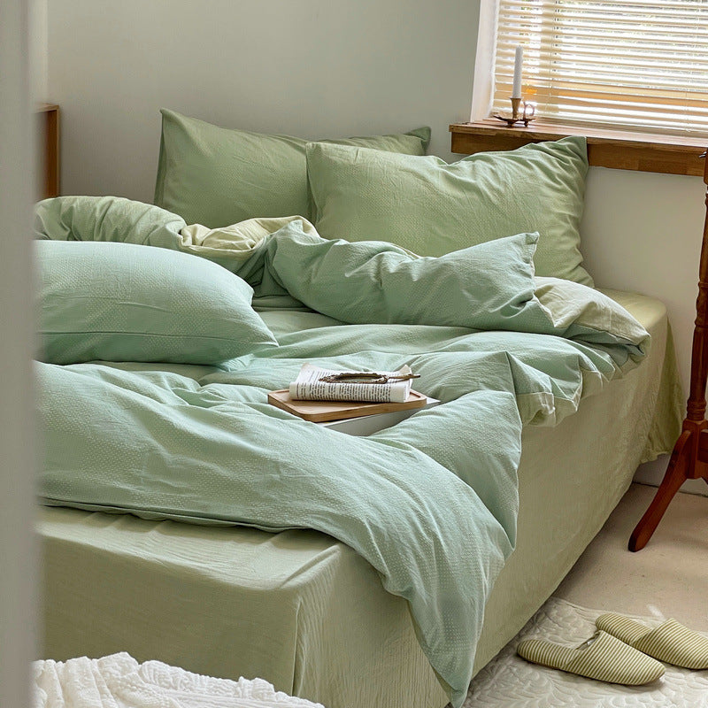 Cotton bedding set, 4-piece, jacquard pattern