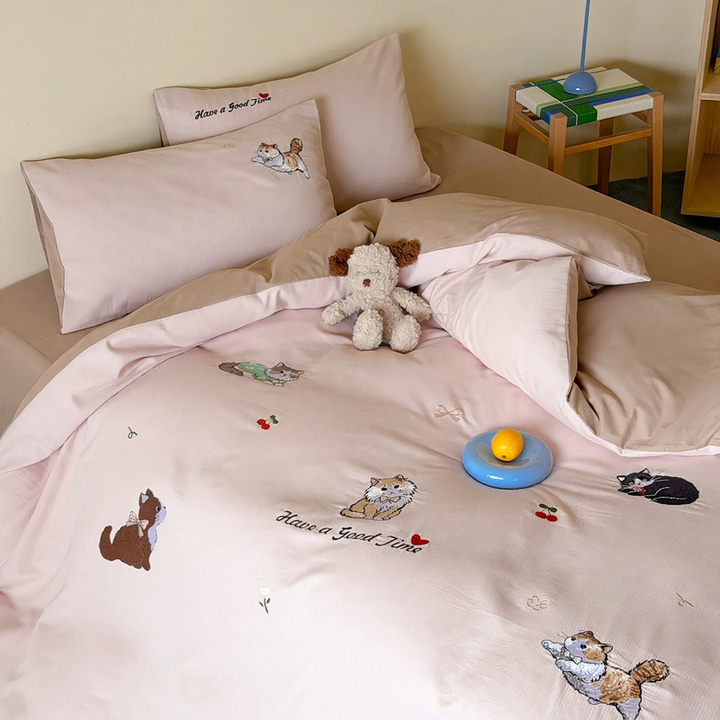Cotton bedding set, 4-piece, cartoon pattern