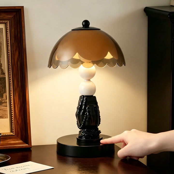 Nightstand lamp with hands motif, modern