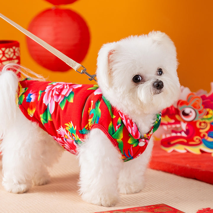 Padded dog coat with leash for clipping on
