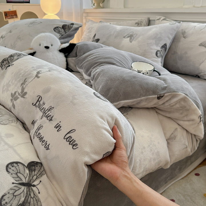 Milk fiber fleece bedding set, various designs