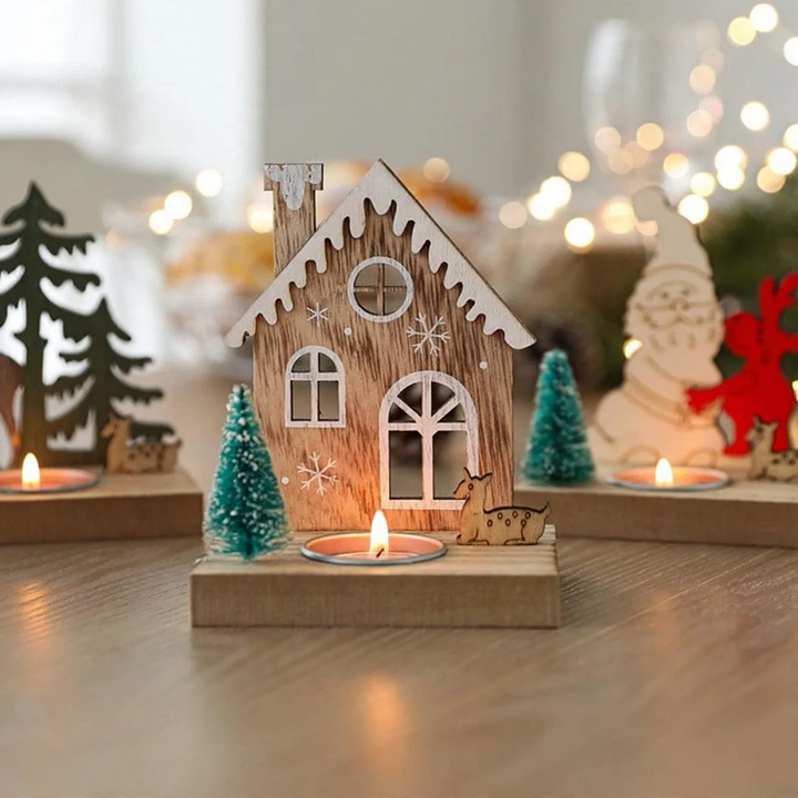 Decorative wooden candle holder in Scandinavian style
