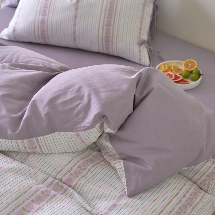 Cotton bedding set, jacquard, with tie bands