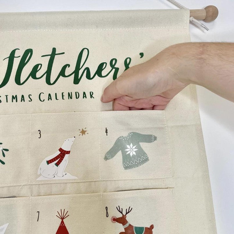 Personalizable fabric Advent calendar, 24 pockets