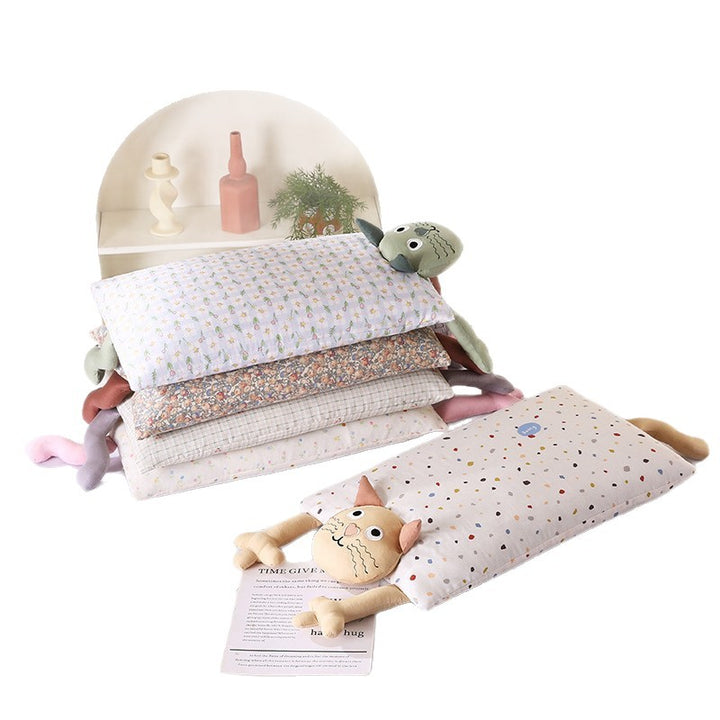 Cotton neck pillow with buckwheat filling, rectangular