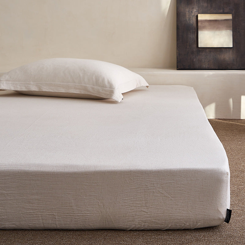 Cotton-linen fitted sheet, solid color