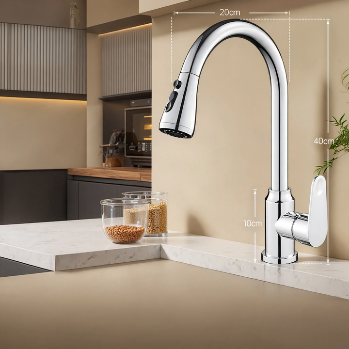 Pull-out kitchen faucet with ceramic valve