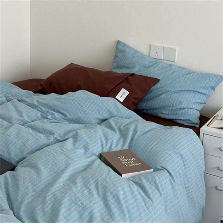 Cotton bedding set, 4-piece, stripes
