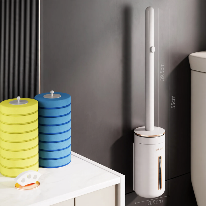 Toilet brush with interchangeable brush heads